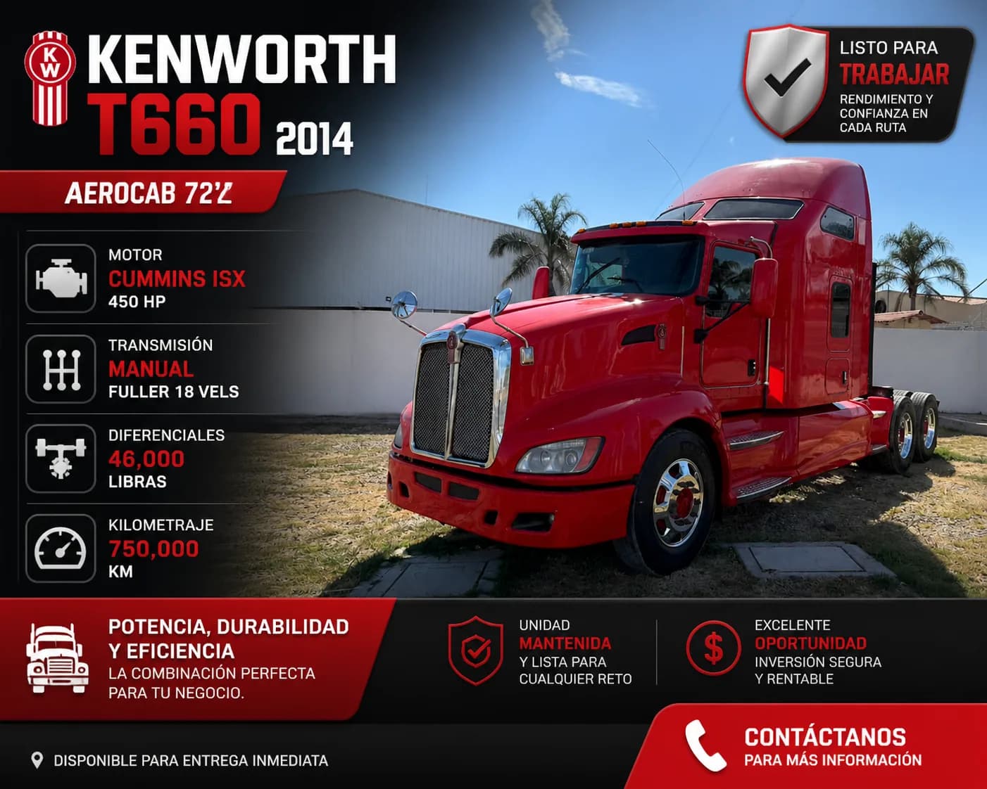 2014 Kenworth T660 Tractocamión 5ta rueda publicado en Expocamión